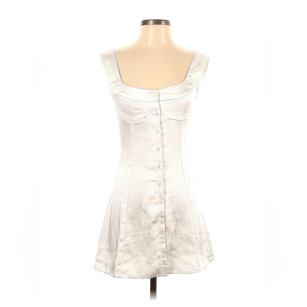 Princess Polly White Button-Front Sleeveless A-Line Dress